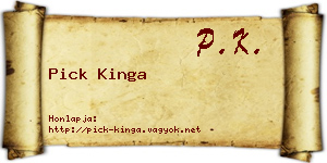 Pick Kinga névjegykártya